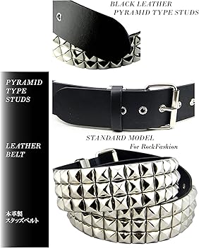 Amazon | [ハヴァナムーンアクセサリーストア] スタッズベルト 本革 三